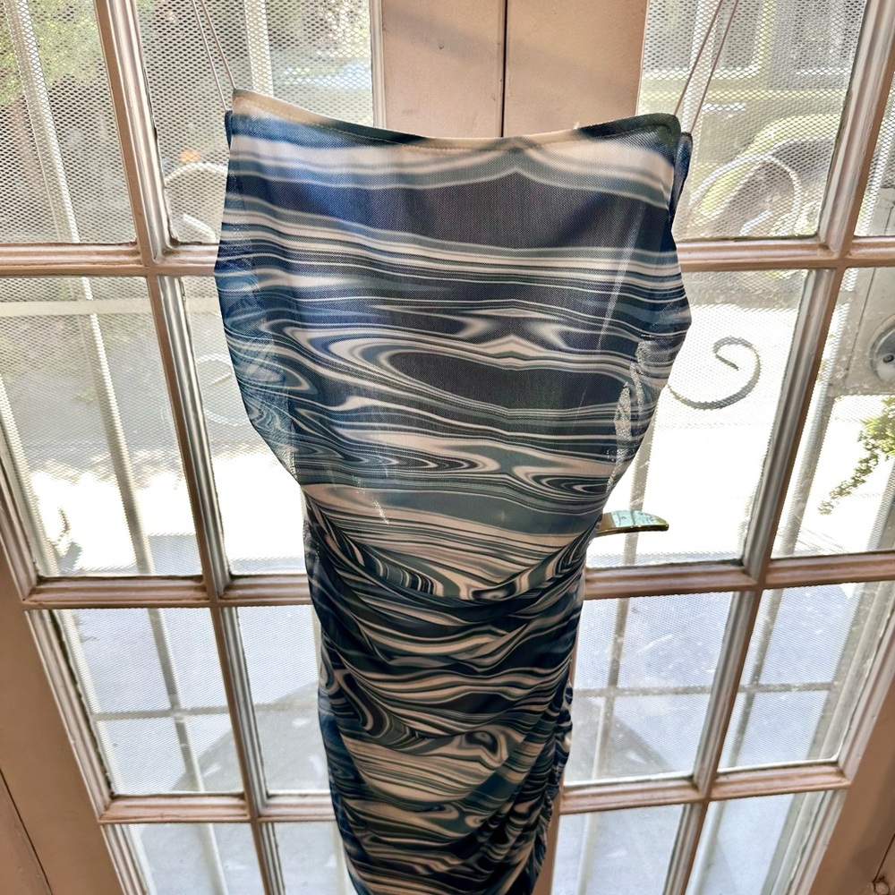 Blue and White Swirl Pattern Dress